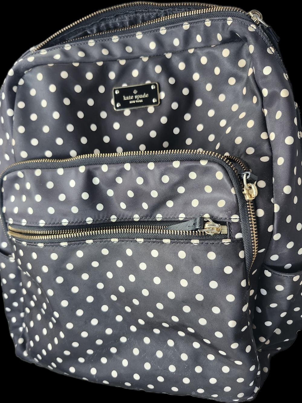 kate spade New York Navy with White Polka Dot Backpack
